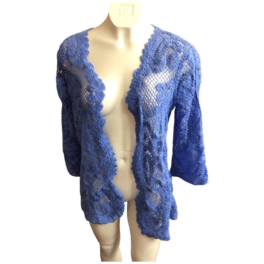 Nina Leonard Periwinkle Crochet Cardigan